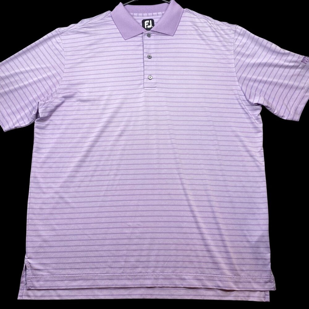 Footjoy Purple Striped Polo Shirt SZ XL Mens Bernardo Heights Country Club Logo